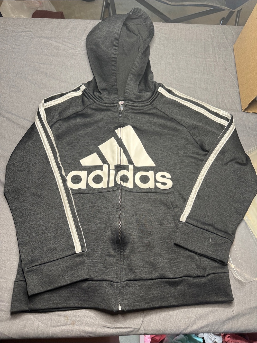 adidas Black Jacket with White Logo and Stripe Accents